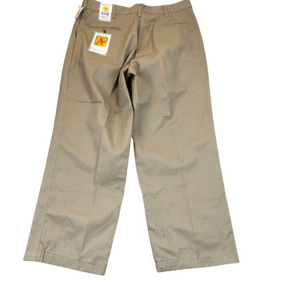 NWT A+ By Sai Mens Uniform Khaki Pants 38W Beige Relaxed Straight Flat Front - Picture 2 of 15